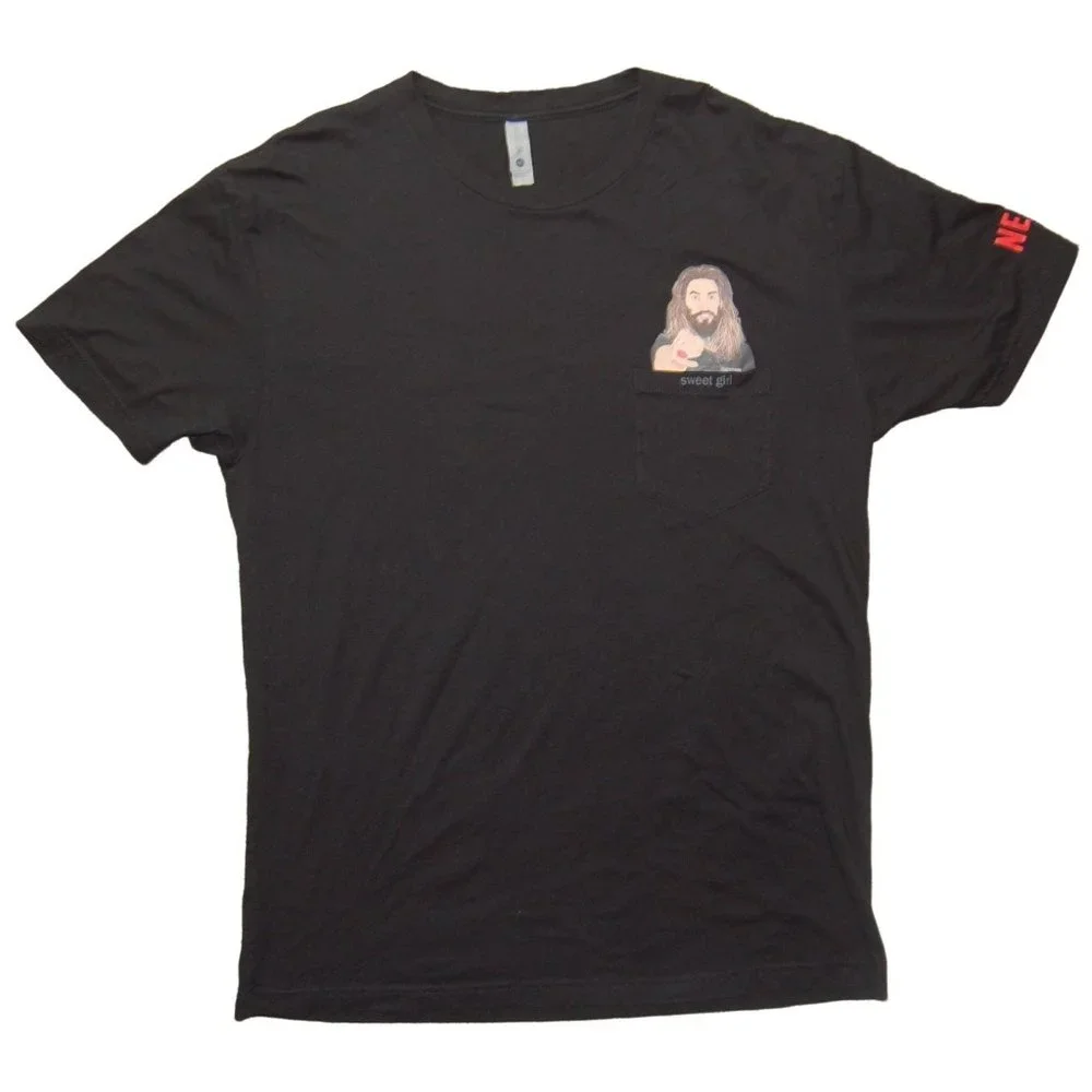 Netflix Sweet Girl Jason Momoa Promo Short Sleeve Pocket T-Shirt Men's Large - Picture 1 of 6